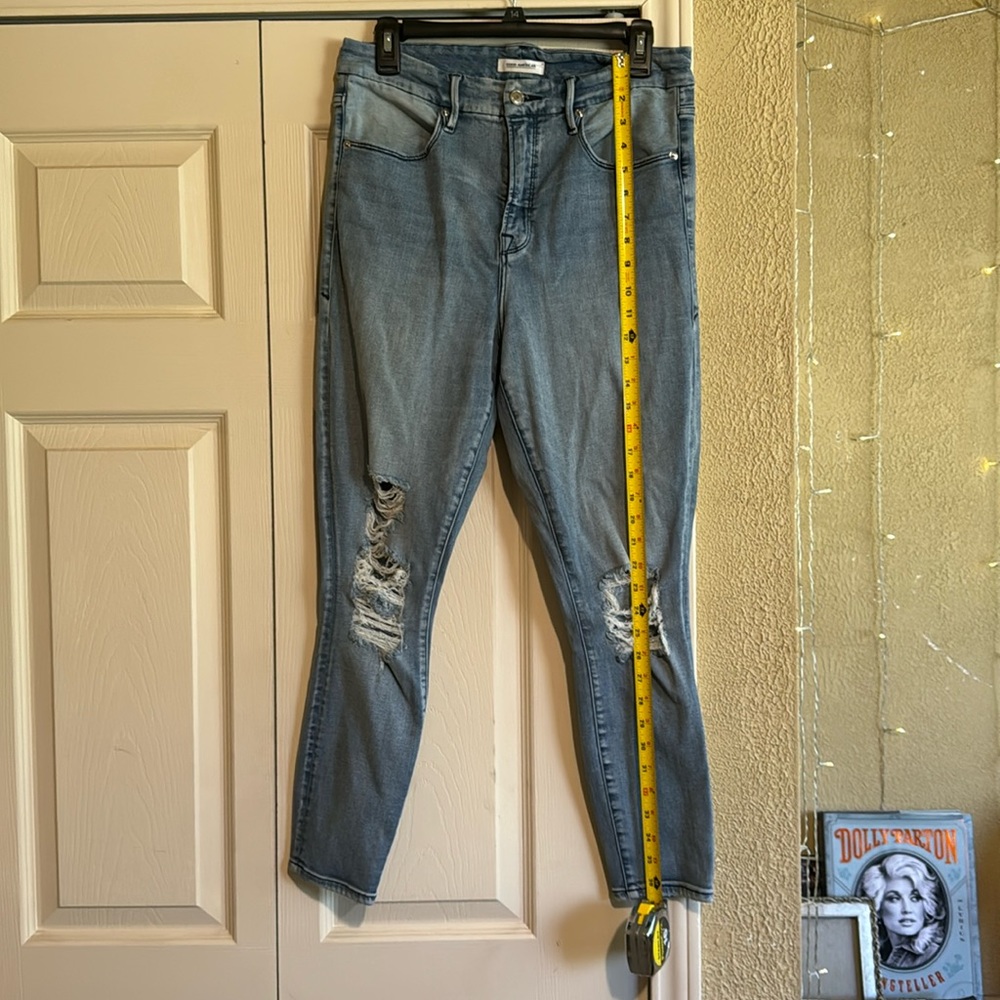 GOOD AMERICAN HIGH WASTED DENIM SKINNY JEANS LIGHT SIZE 14